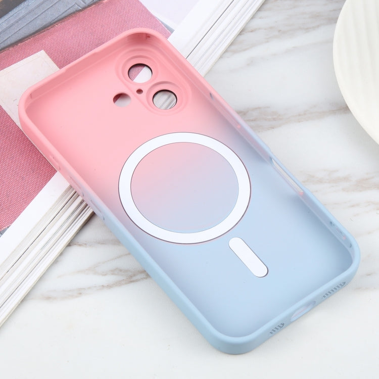 For iPhone 16 Liquid TPU Silicone Gradient MagSafe Phone Case(Pink Blue) - iPhone 16 Cases by buy2fix | Online Shopping UK | buy2fix