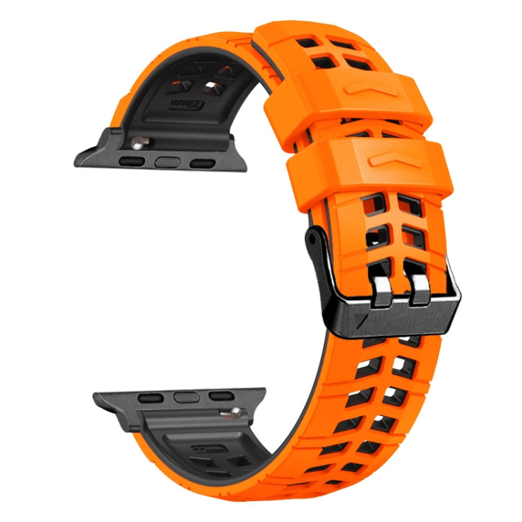 For Apple Watch Series 4 40mm Twill Dual-row Buckle Silicone Watch Band(Orange Black) - Watch Bands by buy2fix | Online Shopping UK | buy2fix