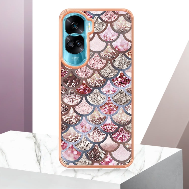 For Honor 90 Lite 5G Electroplating IMD TPU Phone Case(Pink Scales) - Honor Cases by buy2fix | Online Shopping UK | buy2fix