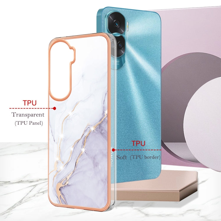 For Honor 90 Lite 5G Electroplating Marble Dual-side IMD Phone Case(White 006) - Honor Cases by buy2fix | Online Shopping UK | buy2fix