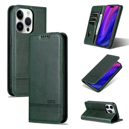 For iPhone 16 Pro Max AZNS Magnetic Calf Texture Flip Leather Phone Case(Dark Green) - iPhone 16 Pro Max Cases by AZNS | Online Shopping UK | buy2fix