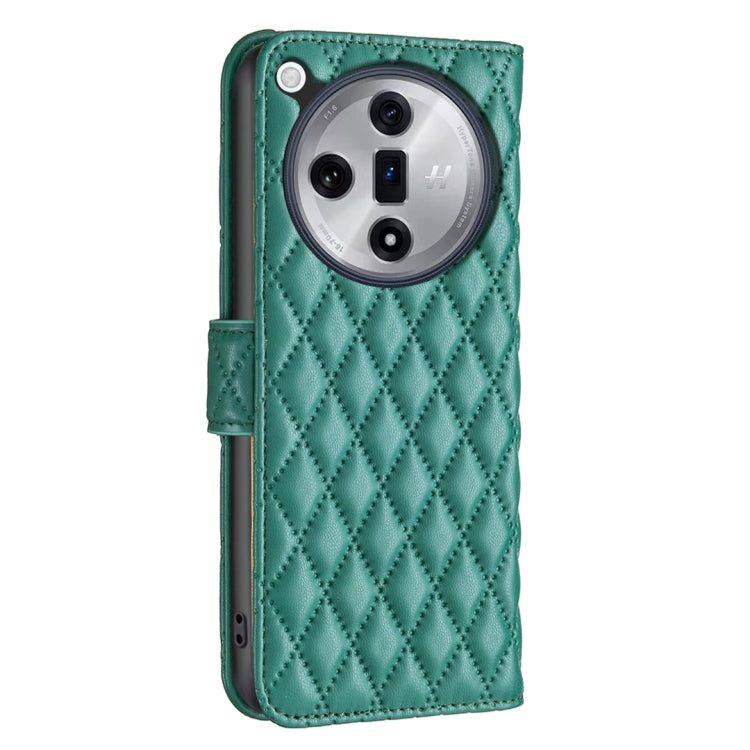 For OPPO Find X7 Diamond Lattice Wallet Leather Flip Phone Case(Green) - Find X7 Cases by buy2fix | Online Shopping UK | buy2fix