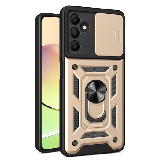 For Samsung Galaxy A15 Sliding Camera Cover Design TPU+PC Phone Case(Gold) - Galaxy Phone Cases by buy2fix | Online Shopping UK | buy2fix