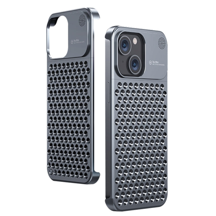 For iPhone 14 Aromatherapy Aluminum Alloy Cooling Phone Case(Grey) - iPhone 14 Cases by buy2fix | Online Shopping UK | buy2fix