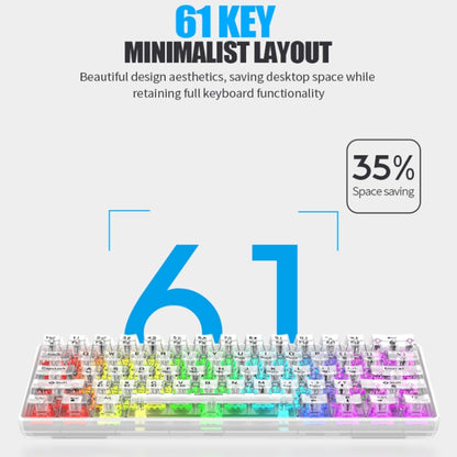 XUNFOX K30 Pro 2.4G + BT + Wired Transparent 61-Keys Mechanical White Axis Keyboard(White) - Wireless Keyboard by buy2fix | Online Shopping UK | buy2fix