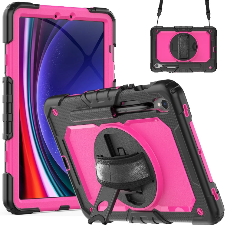 For Samsung Galaxy Tab S9 / S9 FE Silicone + PC Tablet Case(Black+Rose Red) - Galaxy Tab S9 Cases by buy2fix | Online Shopping UK | buy2fix