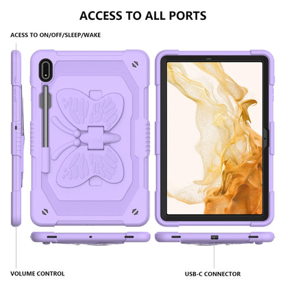 For Samsung Galaxy Tab S9 Butterfly Kickstand Heavy Duty Hard Rugged Tablet Case(Raro Purple) - Galaxy Tab S9 Cases by buy2fix | Online Shopping UK | buy2fix