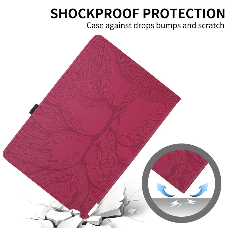 For Samsung Galaxy Tab S9 / S7 / S8 Tree Life Embossed Rotation Leather Tablet Case(Red) - Galaxy Tab S9 Cases by buy2fix | Online Shopping UK | buy2fix