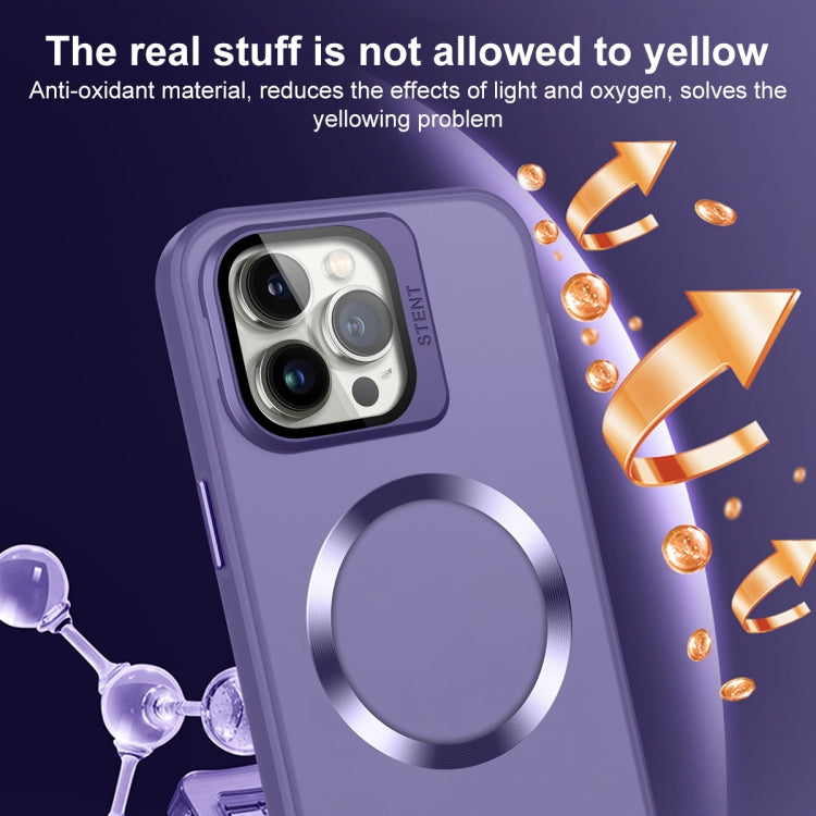 For iPhone 13 Pro Max Skin Feel CD Texture MagSafe Lens Holder Phone Case(Dark Purple) - iPhone 13 Pro Max Cases by buy2fix | Online Shopping UK | buy2fix