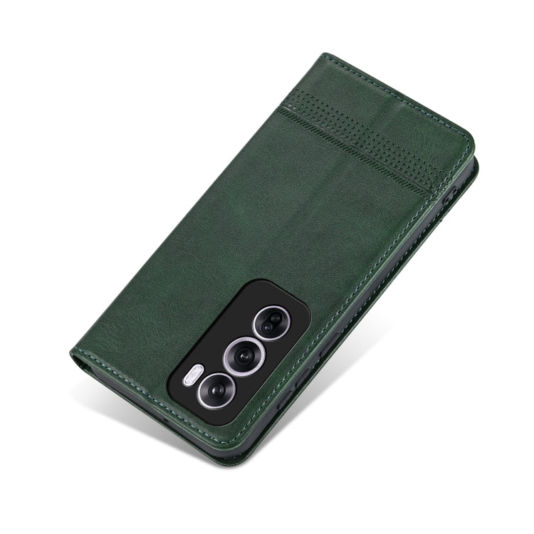 For OPPO Reno12 Pro Global AZNS Magnetic Calf Texture Flip Leather Phone Case(Dark Green) - Reno12 Pro Cases by AZNS | Online Shopping UK | buy2fix