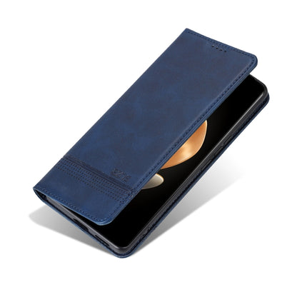 For OPPO Reno12 F 4G AZNS Magnetic Calf Texture Flip Leather Phone Case(Dark Blue) - Reno12 F Cases by AZNS | Online Shopping UK | buy2fix