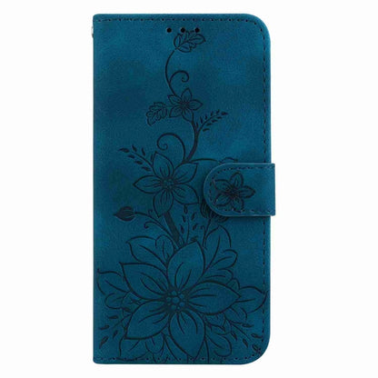 For OnePlus 13 Lily Embossed Leather Phone Case(Dark Blue) - OnePlus Cases by buy2fix | Online Shopping UK | buy2fix