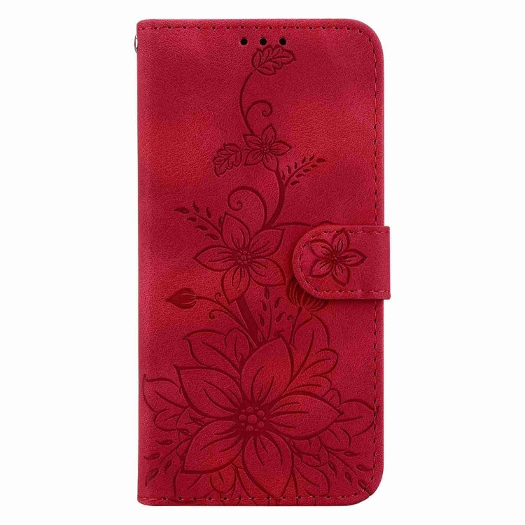 For OnePlus 13 Lily Embossed Leather Phone Case(Red) - OnePlus Cases by buy2fix | Online Shopping UK | buy2fix