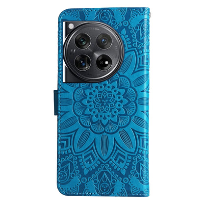 For OnePlus 12 Embossed Sunflower Leather Phone Case(Blue) - OnePlus Cases by buy2fix | Online Shopping UK | buy2fix