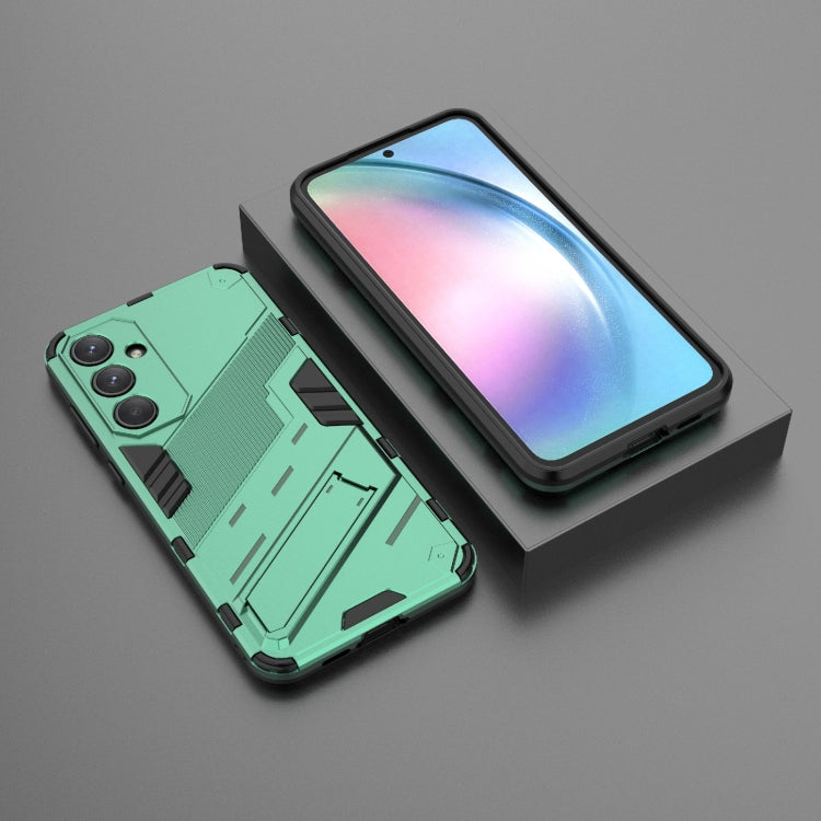 For Samsung Galaxy A55 5G Punk Armor 2 in 1 PC + TPU Shockproof Phone Case with Invisible Holder(Green) - Galaxy Phone Cases by buy2fix | Online Shopping UK | buy2fix