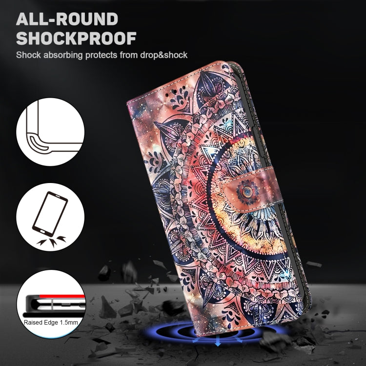 For iPhone 16 Pro Max 3D Painted Leather Phone Case(Colorful Mandala) - iPhone 16 Pro Max Cases by buy2fix | Online Shopping UK | buy2fix