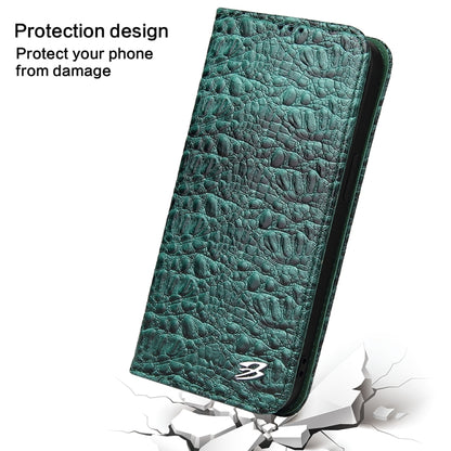 For iPhone 16 Pro Max Fierre Shann Crocodile Texture Magnetic Genuine Leather Phone Case(Green) - iPhone 16 Pro Max Cases by FIERRE SHANN | Online Shopping UK | buy2fix