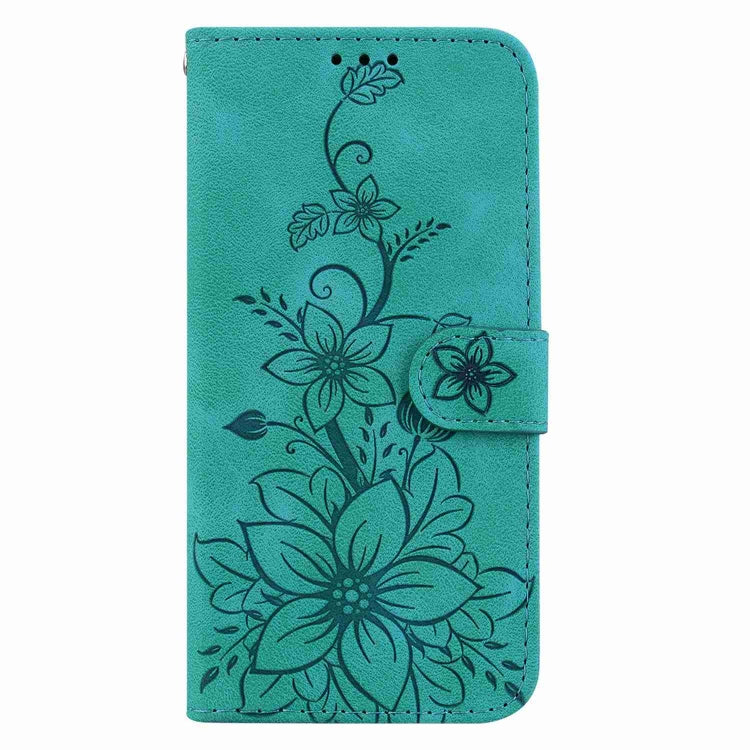 For Samsung Galaxy S22+ 5G Lily Embossed Leather Phone Case(Green) - Galaxy S22+ 5G Cases by buy2fix | Online Shopping UK | buy2fix