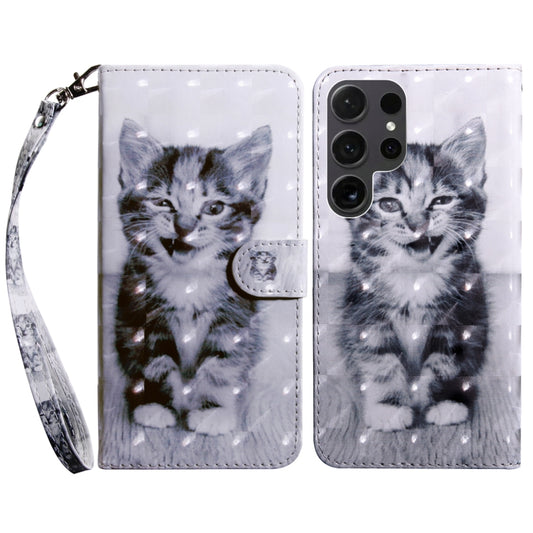 For Samsung Galaxy S24 Ultra 5G 3D Painted Leather Phone Case(Smile Cat) - Galaxy S24 Ultra 5G Cases by buy2fix | Online Shopping UK | buy2fix