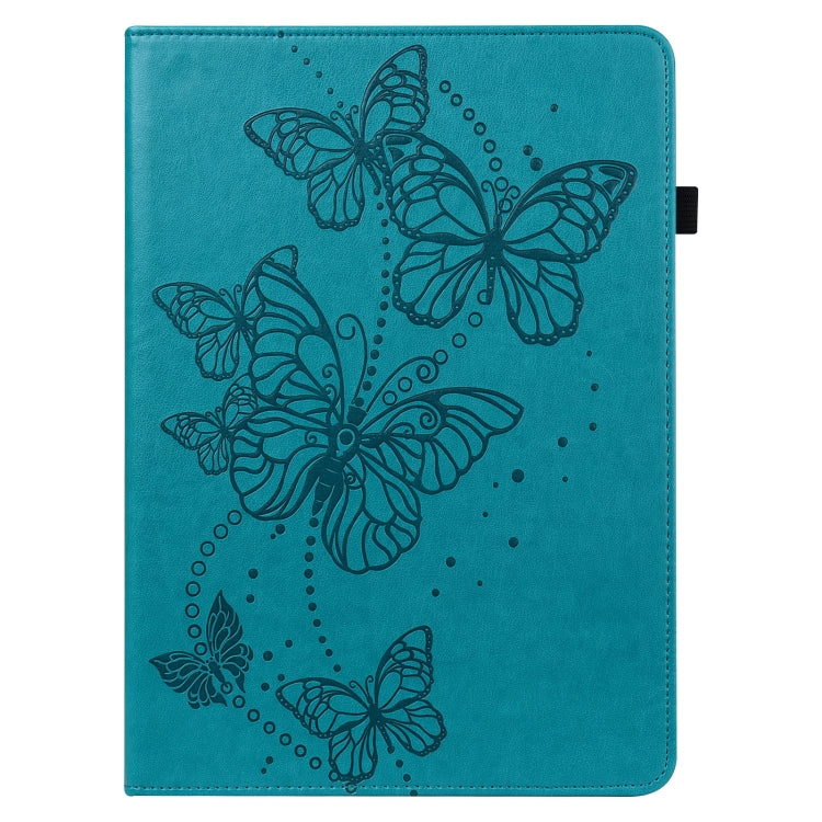 For Samsung Galaxy Tab S9 Embossed Butterfly Pattern Leather Tablet Case(Blue) - Galaxy Tab S9 Cases by buy2fix | Online Shopping UK | buy2fix