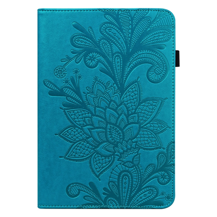 For Samsung Galaxy Tab S9 Lace Flower Embossing Pattern Leather Tablet Case(Blue) - Galaxy Tab S9 Cases by buy2fix | Online Shopping UK | buy2fix