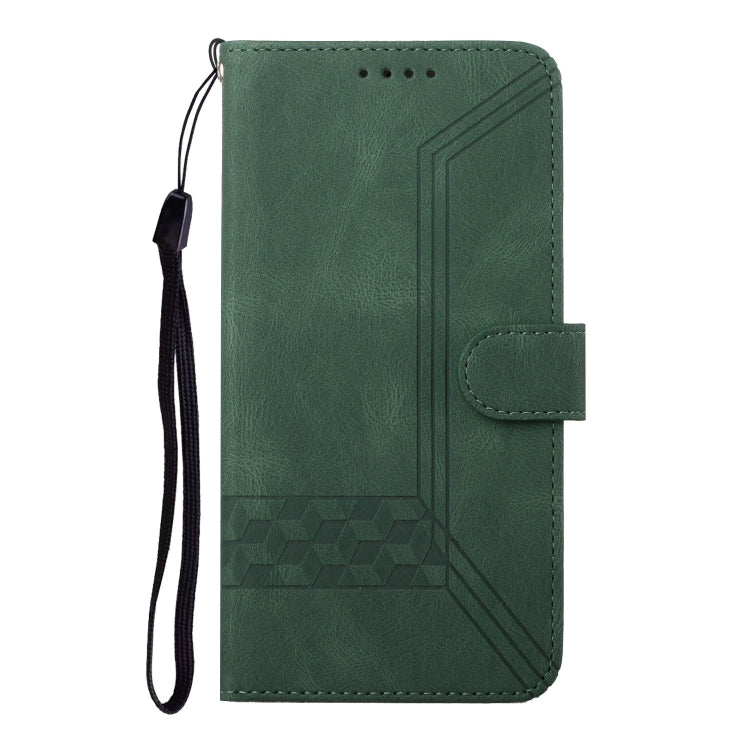 For Motorola Moto G Power 5G 2024 Cubic Skin Feel Flip Leather Phone Case(Green) - Motorola Cases by buy2fix | Online Shopping UK | buy2fix