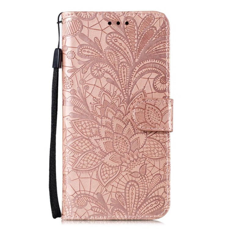 For iPhone 16 Pro Max Lace Flower Embossing Flip Leather Phone Case(Rose Gold) - iPhone 16 Pro Max Cases by buy2fix | Online Shopping UK | buy2fix