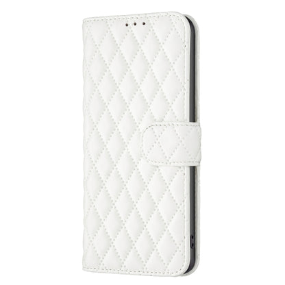 For Motorola Moto G84 Diamond Lattice Wallet Flip Leather Phone Case(White) - Motorola Cases by buy2fix | Online Shopping UK | buy2fix