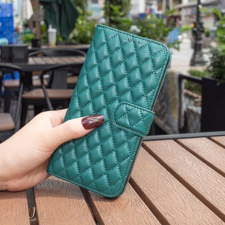 For Motorola Edge 50 Pro 5G Diamond Lattice Wallet Flip Leather Phone Case(Green) - Motorola Cases by buy2fix | Online Shopping UK | buy2fix