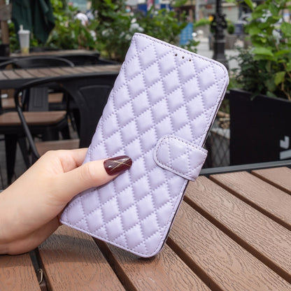 For Motorola Edge 50 Pro 5G Diamond Lattice Wallet Flip Leather Phone Case(Purple) - Motorola Cases by buy2fix | Online Shopping UK | buy2fix