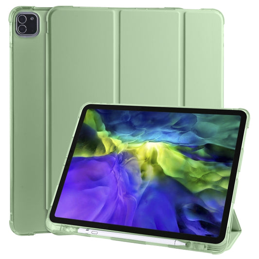 For iPad Air 13 2024 / iPad Pro 12.9 (2020) / iPad Pro 12.9(2018) 3-folding Horizontal Flip PU Leather + Shockproof TPU Tablet Case with Holder & Pen Slot(Matcha Green) - iPad Pro 12.9 (2020) Cases by buy2fix | Online Shopping UK | buy2fix