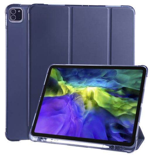 For iPad Air 13 2024 / iPad Pro 12.9 (2020) / iPad Pro 12.9(2018) 3-folding Horizontal Flip PU Leather + Shockproof TPU Tablet Case with Holder & Pen Slot(Dark Blue) - iPad Pro 12.9 (2020) Cases by buy2fix | Online Shopping UK | buy2fix