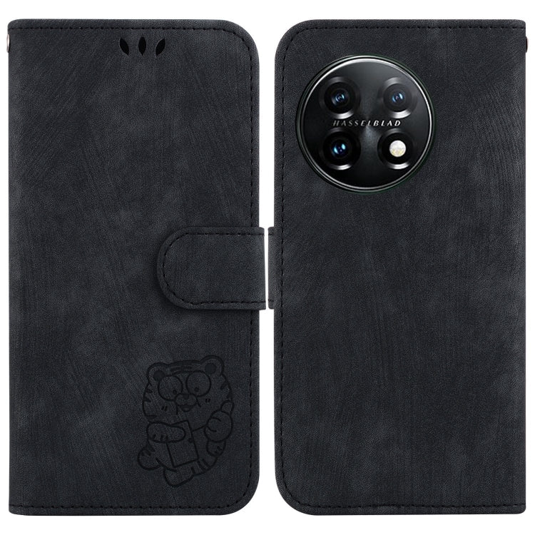 For OnePlus 11 Little Tiger Embossed Leather Phone Case(Black) - OnePlus Cases by buy2fix | Online Shopping UK | buy2fix