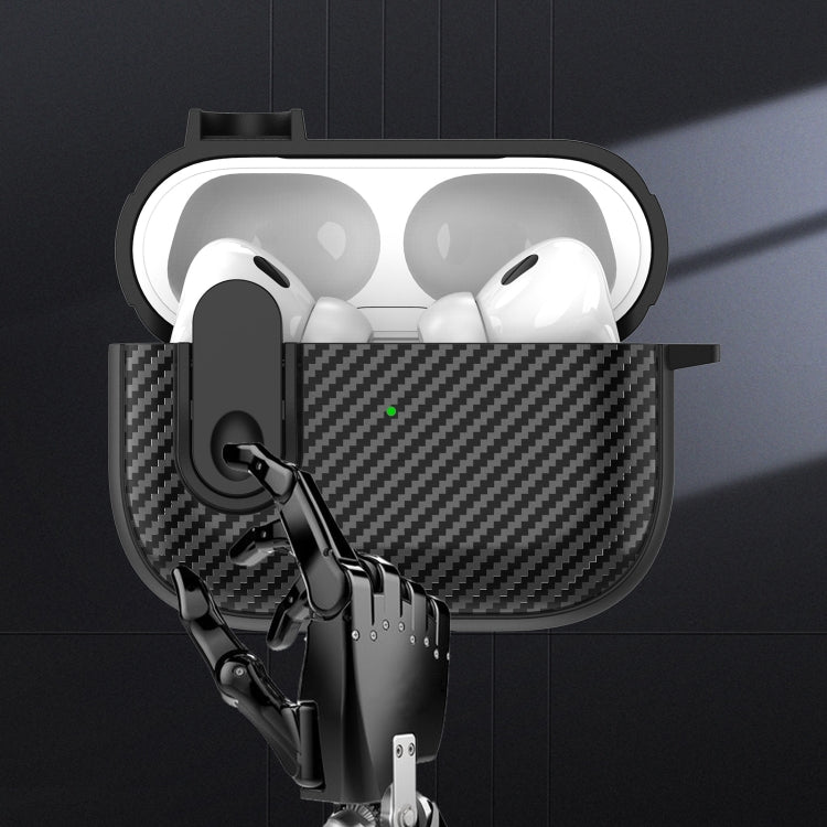 For AirPods 2 / 1 Carbon Fiber Texture Wireless Earphones Case with Security Lock(Black) - For AirPods 1/2 by buy2fix | Online Shopping UK | buy2fix