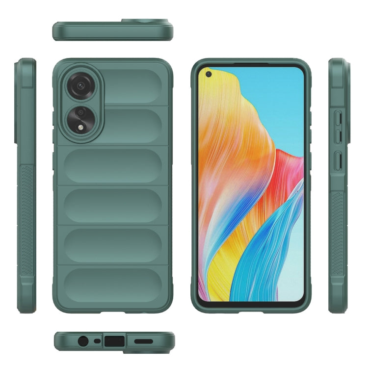 For OPPO A78 4G Global Magic Shield TPU + Flannel Phone Case(Dark Green) - OPPO Cases by buy2fix | Online Shopping UK | buy2fix