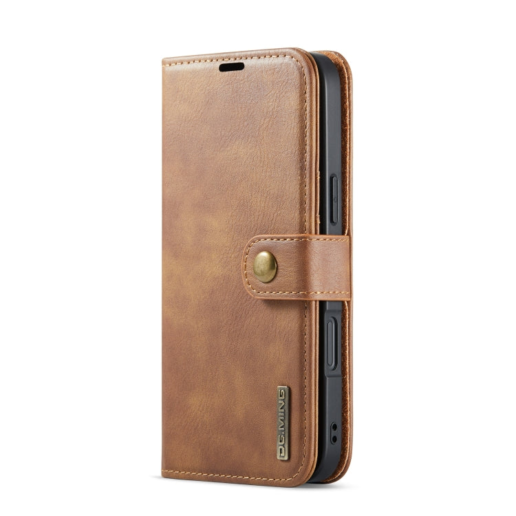 For iPhone 16 DG.MING Crazy Horse Texture Detachable Magnetic Leather Phone Case(Brown) - iPhone 16 Cases by DG.MING | Online Shopping UK | buy2fix