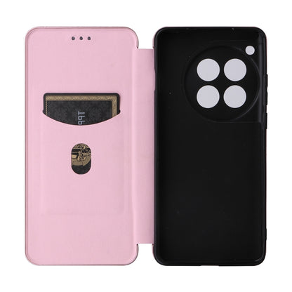 For OnePlus 12 Carbon Fiber Texture Flip Leather Phone Case(Pink) - OnePlus Cases by buy2fix | Online Shopping UK | buy2fix