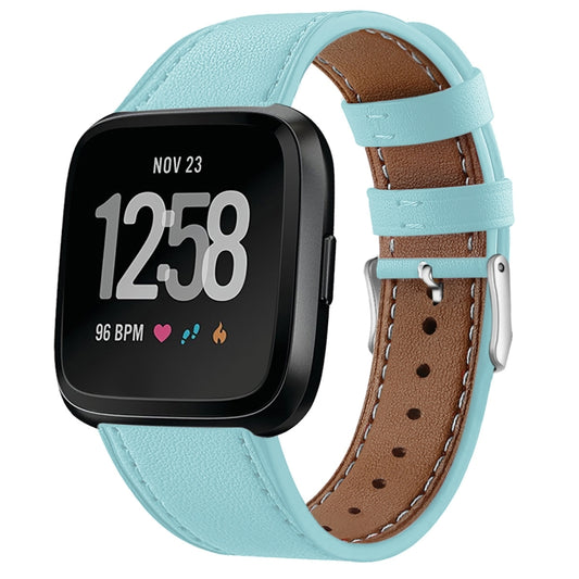 For Fitbit Versa 2 / Fitbit Versa / Fitbit Versa Lite Leather Watch Band with Round Tail Buckle(Teal) - Watch Bands by buy2fix | Online Shopping UK | buy2fix