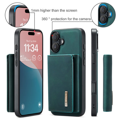 For iPhone 16 DG.MING M1 Series 3-Fold Multi Card Wallet Leather Phone Case(Green) - iPhone 16 Cases by DG.MING | Online Shopping UK | buy2fix