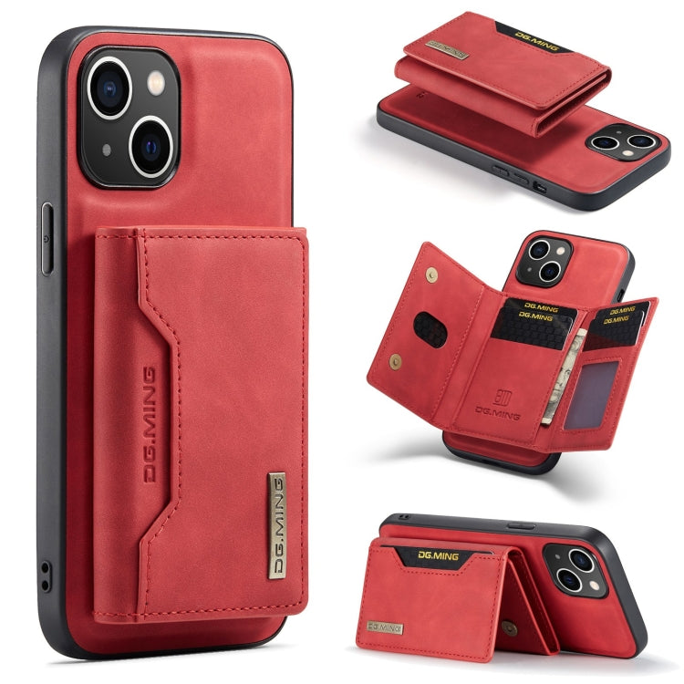 For iPhone 15 Plus DG.MING M2 Series 3-Fold Card Bag Wallet Leather Phone Case(Red) - iPhone 15 Plus Cases by DG.MING | Online Shopping UK | buy2fix