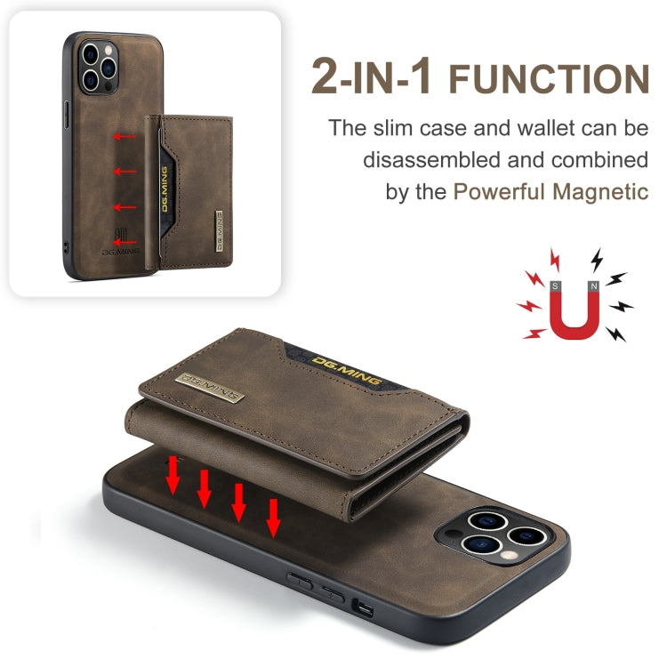 For iPhone 15 Pro Max DG.MING M2 Series 3-Fold Card Bag Wallet Leather Phone Case(Coffee) - iPhone 15 Pro Max Cases by DG.MING | Online Shopping UK | buy2fix