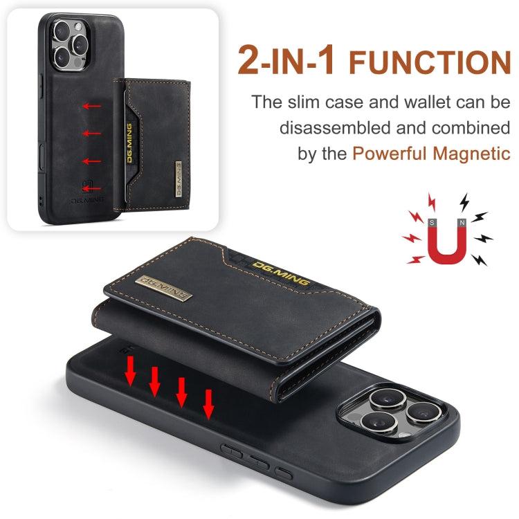 For iPhone 16 Pro DG.MING M2 Series 3-Fold Card Bag Wallet Leather Phone Case(Black) - iPhone 16 Pro Cases by DG.MING | Online Shopping UK | buy2fix