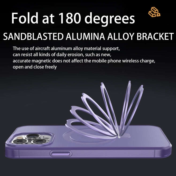 For iPhone XS Max MagSafe Metal Holder Frosted Translucent Phone Case(Dark Purple) - More iPhone Cases by buy2fix | Online Shopping UK | buy2fix