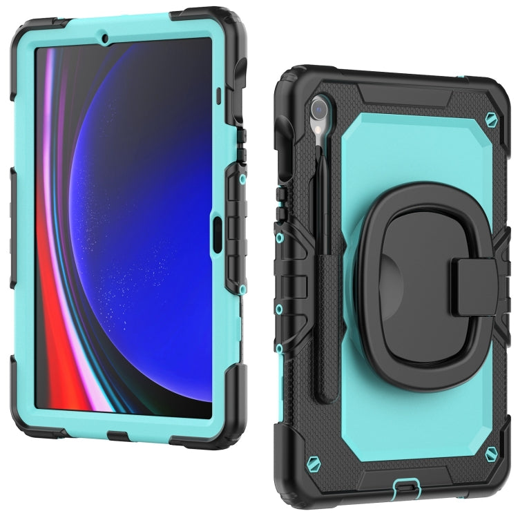 For Samsung Galaxy Tab S9 D Type Silicone Hybrid PC Tablet Case with Handle Holder(Light Blue PC) - Galaxy Tab S9 Cases by buy2fix | Online Shopping UK | buy2fix