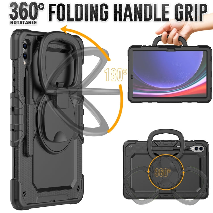 For Samsung Galaxy Tab S9+ D Type Silicone Hybrid PC Tablet Case with Handle Holder(Black) - Galaxy Tab S9+ Cases by buy2fix | Online Shopping UK | buy2fix