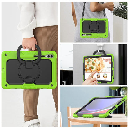 For Samsung Galaxy Tab S9+ D Type Silicone Hybrid PC Tablet Case with Handle Holder(Yellow Green) - Galaxy Tab S9+ Cases by buy2fix | Online Shopping UK | buy2fix