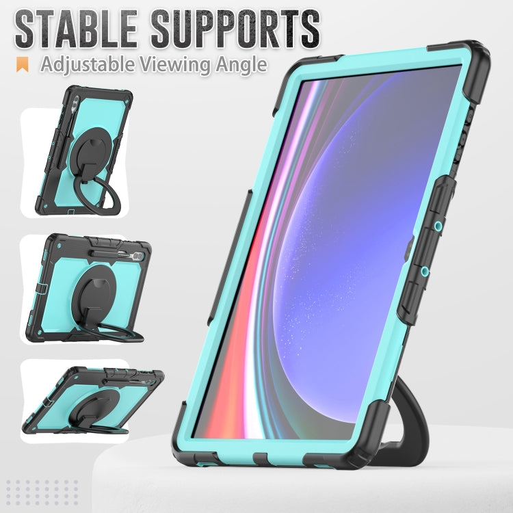 For Samsung Galaxy Tab S10 Ultra D Type Silicone Hybrid PC Tablet Case with Handle Holder(Light Blue PC) - Galaxy Tab S9 Ultra Cases by buy2fix | Online Shopping UK | buy2fix