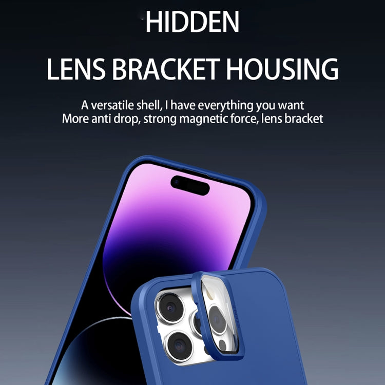 For iPhone 11 Pro Max Skin Feel Magnifier MagSafe Lens Holder Phone Case(Royal Blue) - iPhone 11 Pro Max Cases by buy2fix | Online Shopping UK | buy2fix