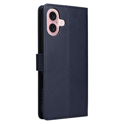 For iPhone 16 Multifunctional Horizontal Flip Leather Phone Case with Three Card Slots(Blue) - iPhone 16 Cases by buy2fix | Online Shopping UK | buy2fix