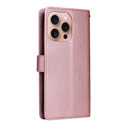 For iPhone 16 Pro Max Multifunctional Horizontal Flip Leather Phone Case with Three Card Slots(Rose Gold) - iPhone 16 Pro Max Cases by buy2fix | Online Shopping UK | buy2fix